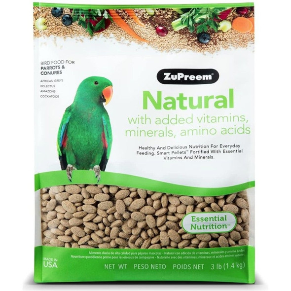 ZuPreem Natural Blend Bird Food - Parrot & Conure - 3.25 lbs