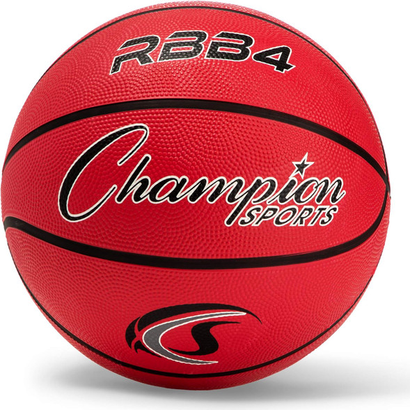 Champion Sports Official Heavy Duty Rubber Cover Nylon Basketballs - Red