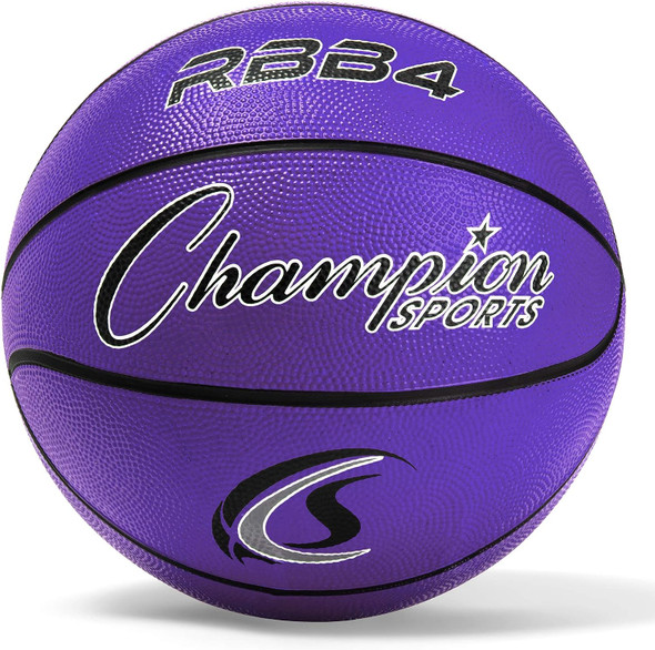 Champion Sports Official Heavy Duty Rubber Cover Nylon Basketballs - Purple