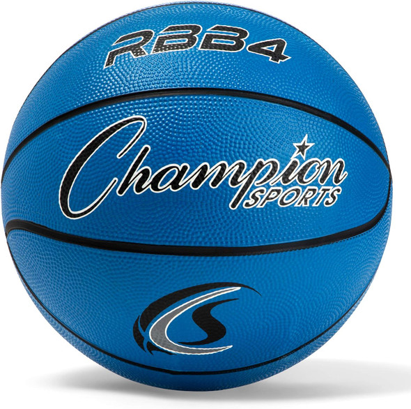 Champion Sports Official Heavy Duty Rubber Cover Nylon Basketballs - Blue