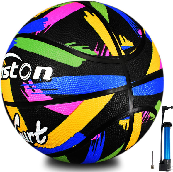 Senston 29.5'' Basketball Outdoor/Indoor Basketball Ball Official Size 7 Street Basketballs with Pump - Black