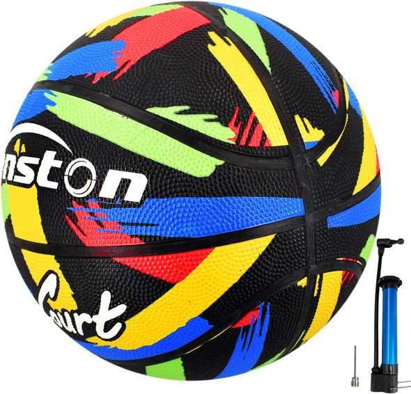 Senston 29.5'' Basketball Outdoor/Indoor Basketball Ball Official Size 7 Street Basketballs with Pump - Black/Red
