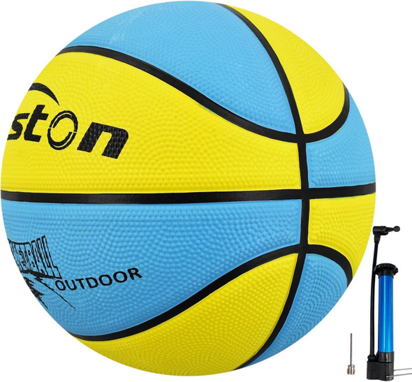 Senston 29.5'' Basketball Outdoor/Indoor Basketball Ball Official Size 7 Street Basketballs with Pump - Blue/Yellow