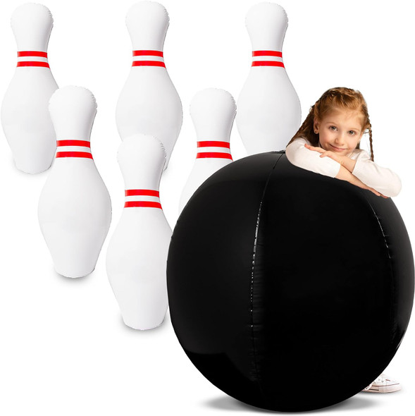 Giant Inflatable Bowling Game Set for Kids - Jumbo Bowling Ball and Pins Indoor or Outdoor Yard Birthday Party Lawn Games