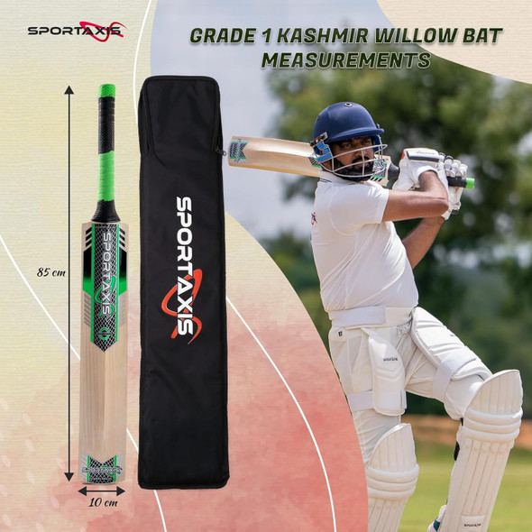 Hitwin Grade 2 Kashmir Willow Cricket Bat, Rubber Grip, Concave Back Profile, Semi Round Bottom, Full Size