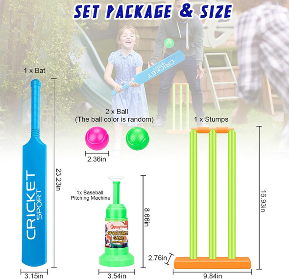 Kids Cricket Set Kids Plastic Cricket Bat Ball Stumps Set ABS Plastic Cricket Bat Set Cricket Bat and Ball Beach Wicket Stand Kit for Children Parent-Child Sports Game Gift for Boys and Girls 6-10