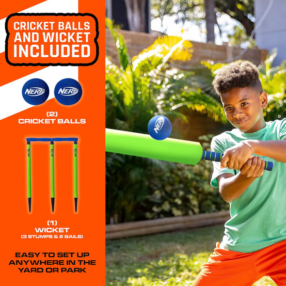 Foam Cricket Set - Full Starter Cricket Set with 30" Foam Cricket Bat, (2) Foam Balls + (3) Plastic Wickets - Perfect for Adults, Kids + Beginners - Full Foam Cricket Set