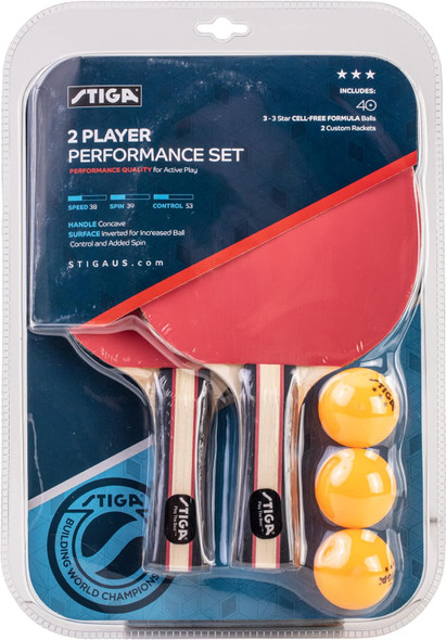2 Player Ping Pong Set – 2 Table Tennis Rackets, 3 – 3 Star Orange Balls Included