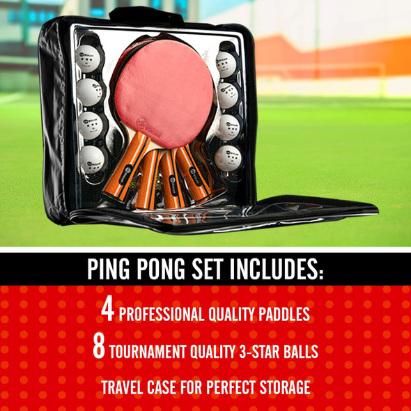 Portable Table Tennis Paddle Set with Ping Pong Paddle Case & Ping Pong Balls. Premium Table Tennis Racket Player Set for Indoor & Outdoor Games