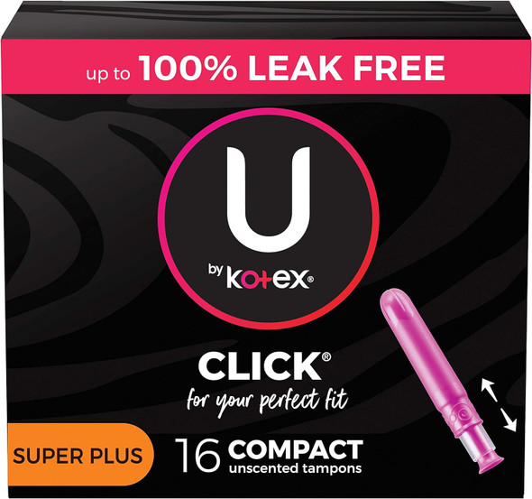 U by Kotex Click Compact Tampons,Unscented, 16 Count