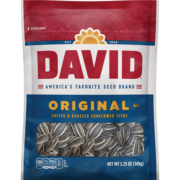 DAVID Roasted and Salted Original Sunflower Seeds, 5.25 oz