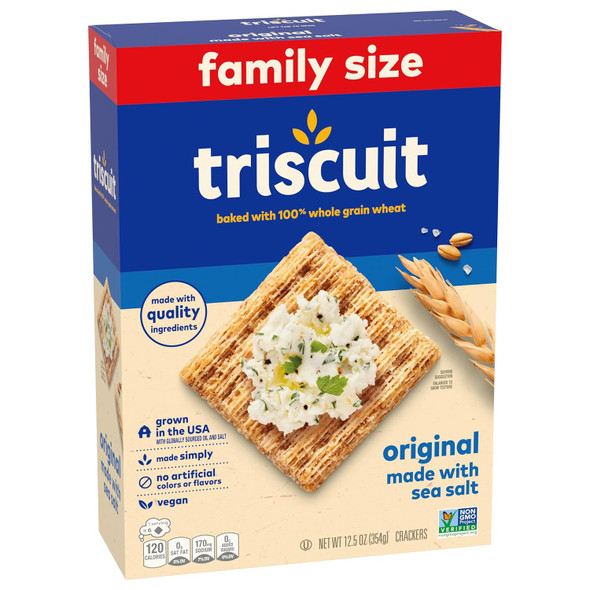 Triscuit Thin Crisps Original Whole Grain Wheat Crackers, Vegan Crackers, 7.1 oz (pack of 6)