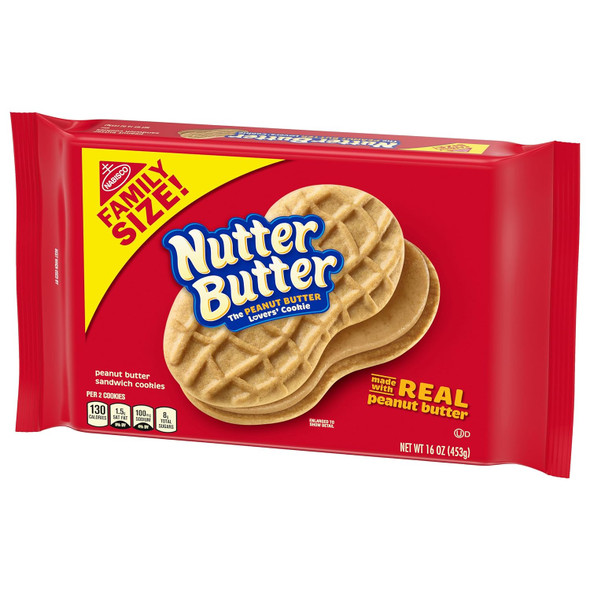 Nutter Butter Family Size Peanut Butter Sandwich Cookies, 16 oz(Pack of 12)