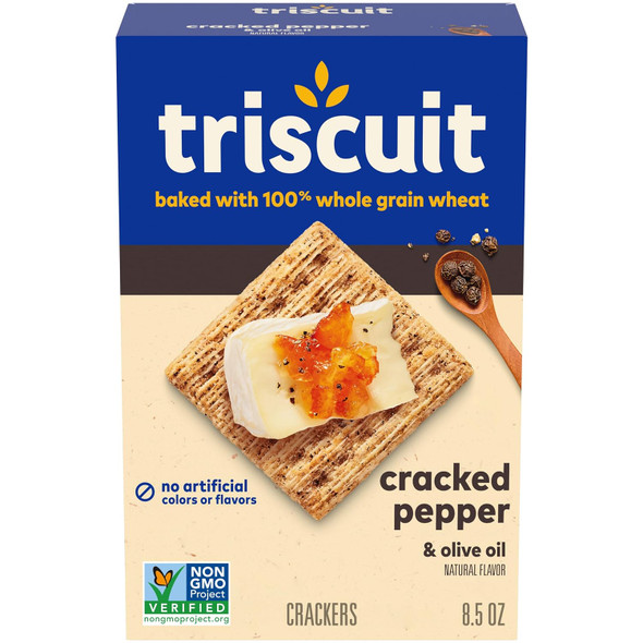 Triscuit Cracked Pepper & Olive Oil Whole Grain Wheat Crackers, 8.5 oz(pack of 6)