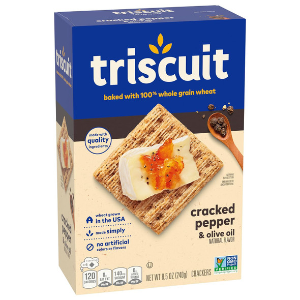 Triscuit Cracked Pepper & Olive Oil Whole Grain Wheat Crackers, 8.5 oz(pack of 6)
