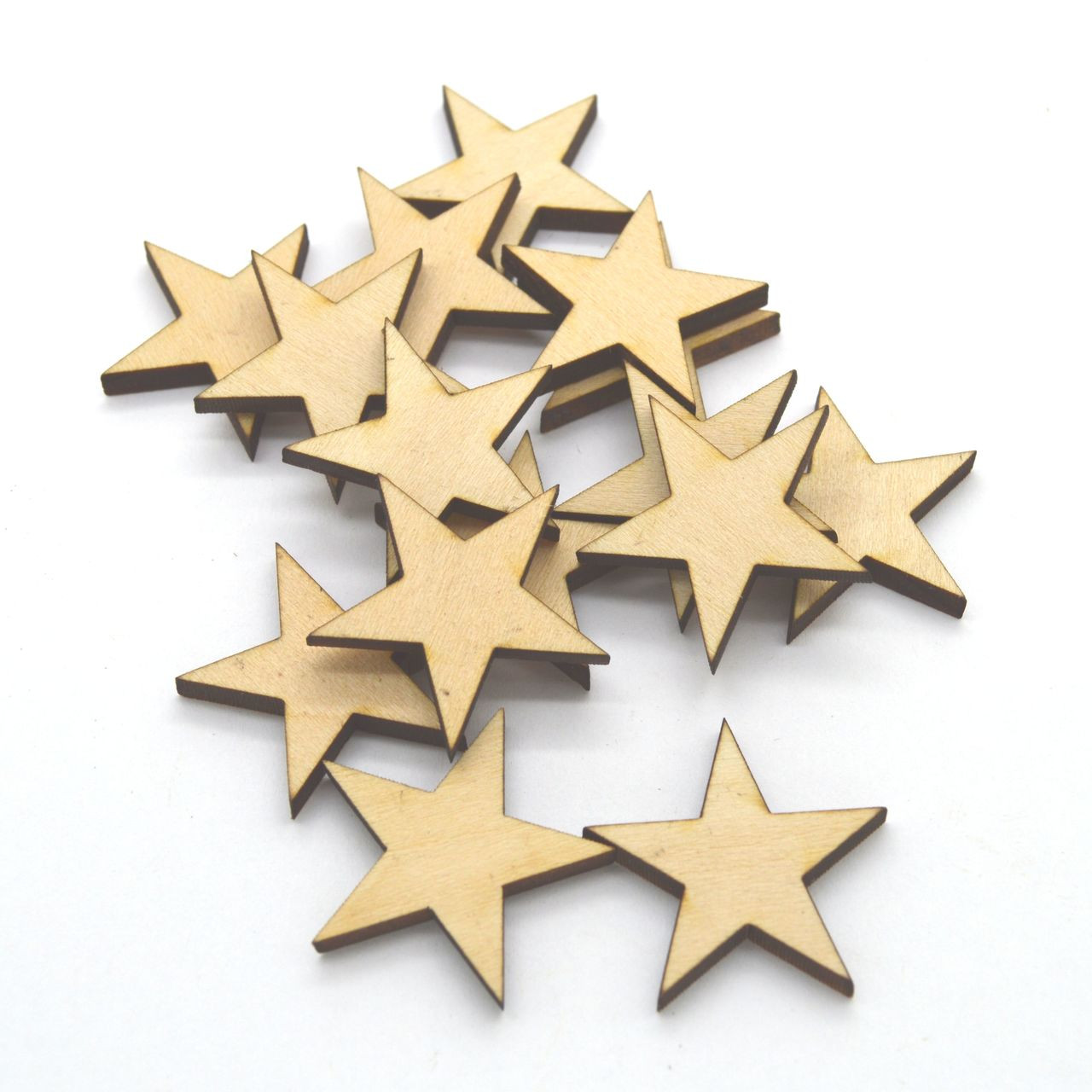 50 Small 1 inch Size Wood Stars