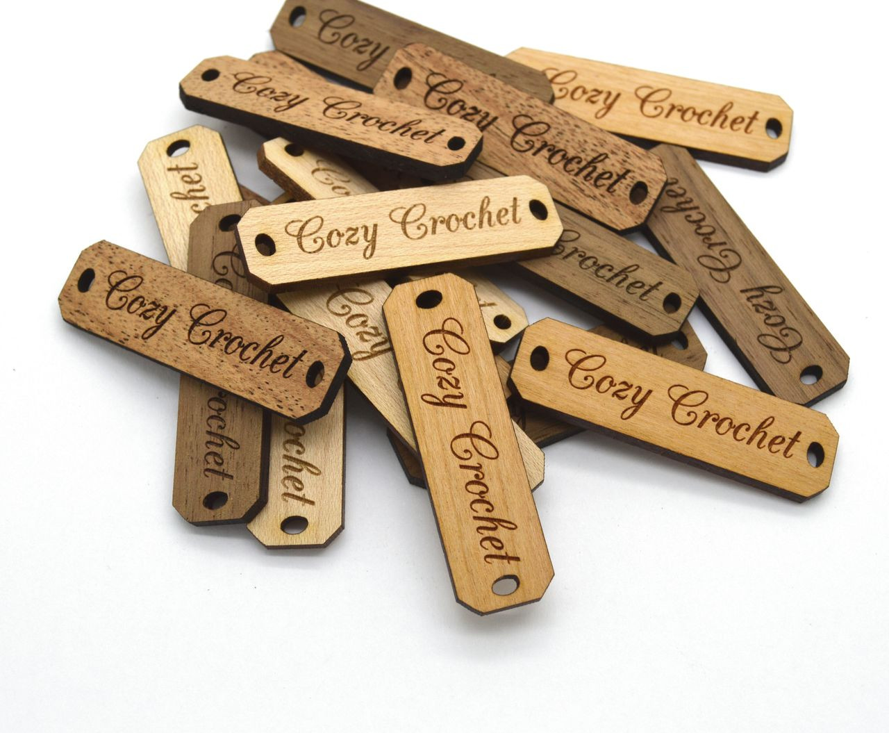 Custom Solid Wood labels 0.5 x 1.75 inches, sold in sets of 25 Let us