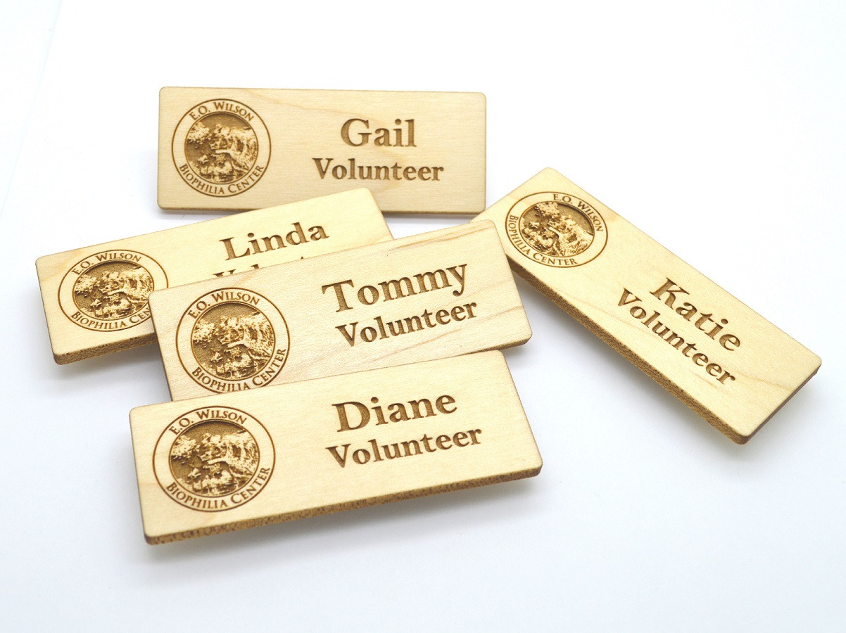 Wooden Name Badges 3x1.125 Inches Laser engraved , with