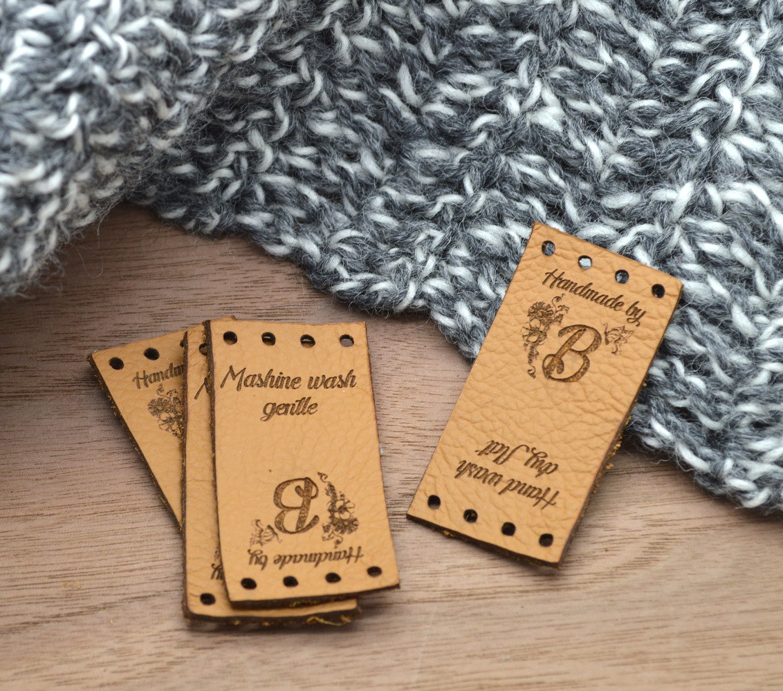 30 Laser engraved labels 1x2 inches made from real leather Leather