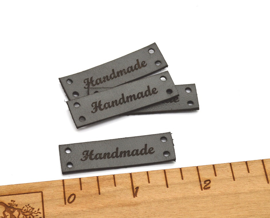 30 Laser engraved labels 0.5x1.75 inches made from real leather