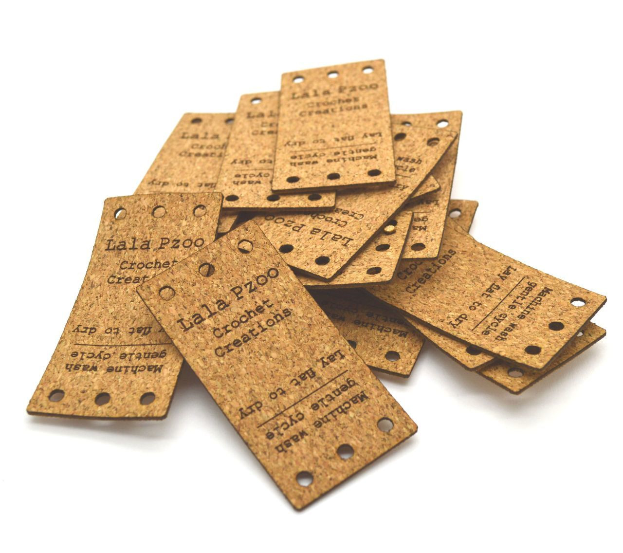 Cork Fabric Product Labels 1x2 inches, sold in sets of 25 - Let us customize them for you or use our Designer tool