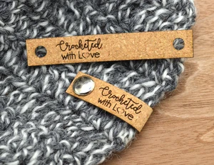 Labels for rivets - Cork fabric labels 0.6x3.5 inches - sold in sets of 25 - Use our Designer tool