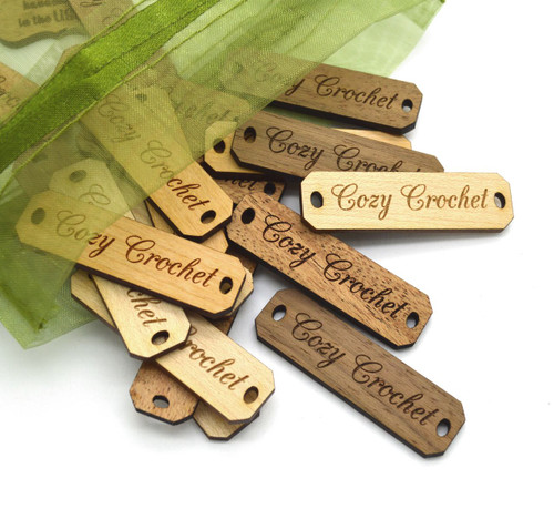 25 Solid Wood tags 0.5 x 1.75 inches, sold in sets of 25 - customizable