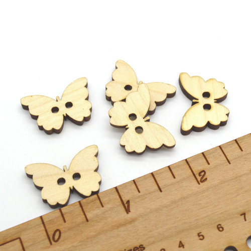 Dozen Wooden Butterfly Shaped Buttons 1" - Ideal for crochet and knitted products