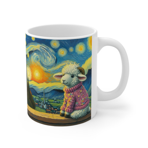 Ceramic Mug 11oz, Printed on both sides - Sunset in the Alps