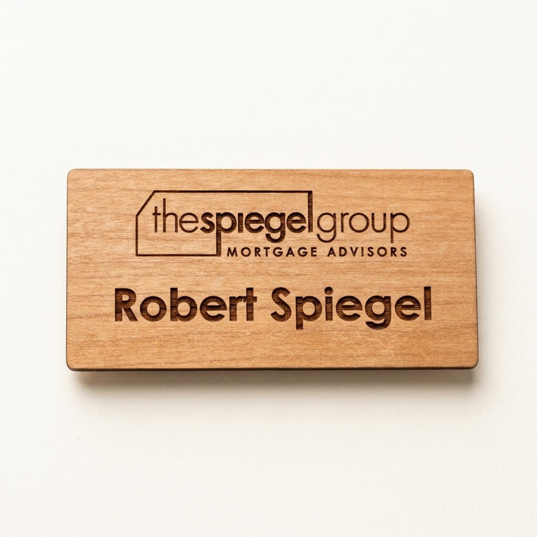 Custom Laser Engraved Wooden Name Badge | 3" x 1.5"