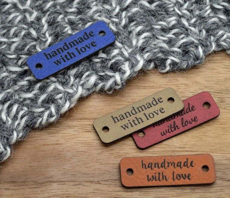 Custom Faux Leather Labels with Your Own Design | 0.5" x 1.5" Sew-On Tags (set of 25)