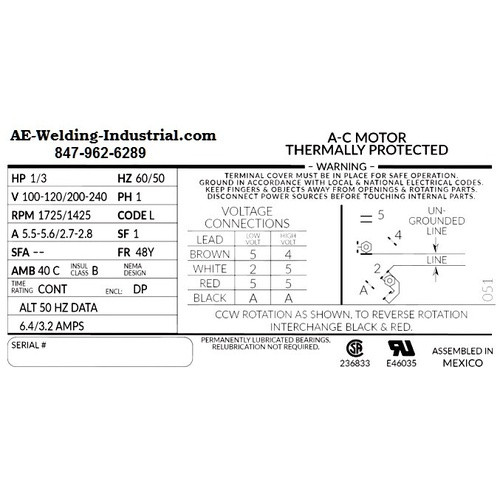 3429 3430 5514 Motor Bernard ITW Weldcraft