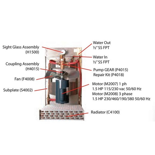 R4000G Dynaflux Water Cooler 25 Gallon 3ph. 190V - 460V. 55,000 BTU.