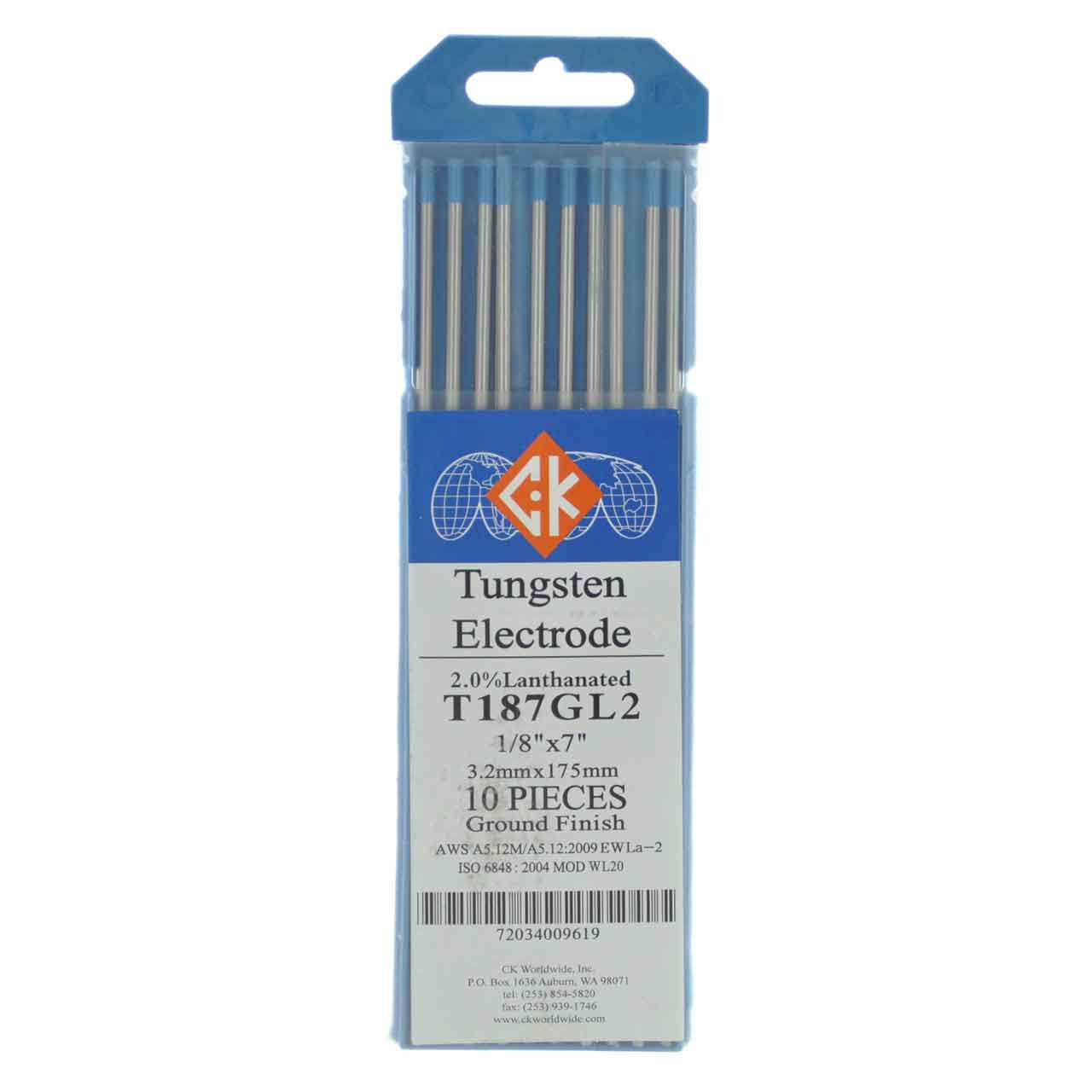 Tungsten 2% Lanthanated Blue 7" x 10 Per Pack 1/16" 3/32" 1/8"