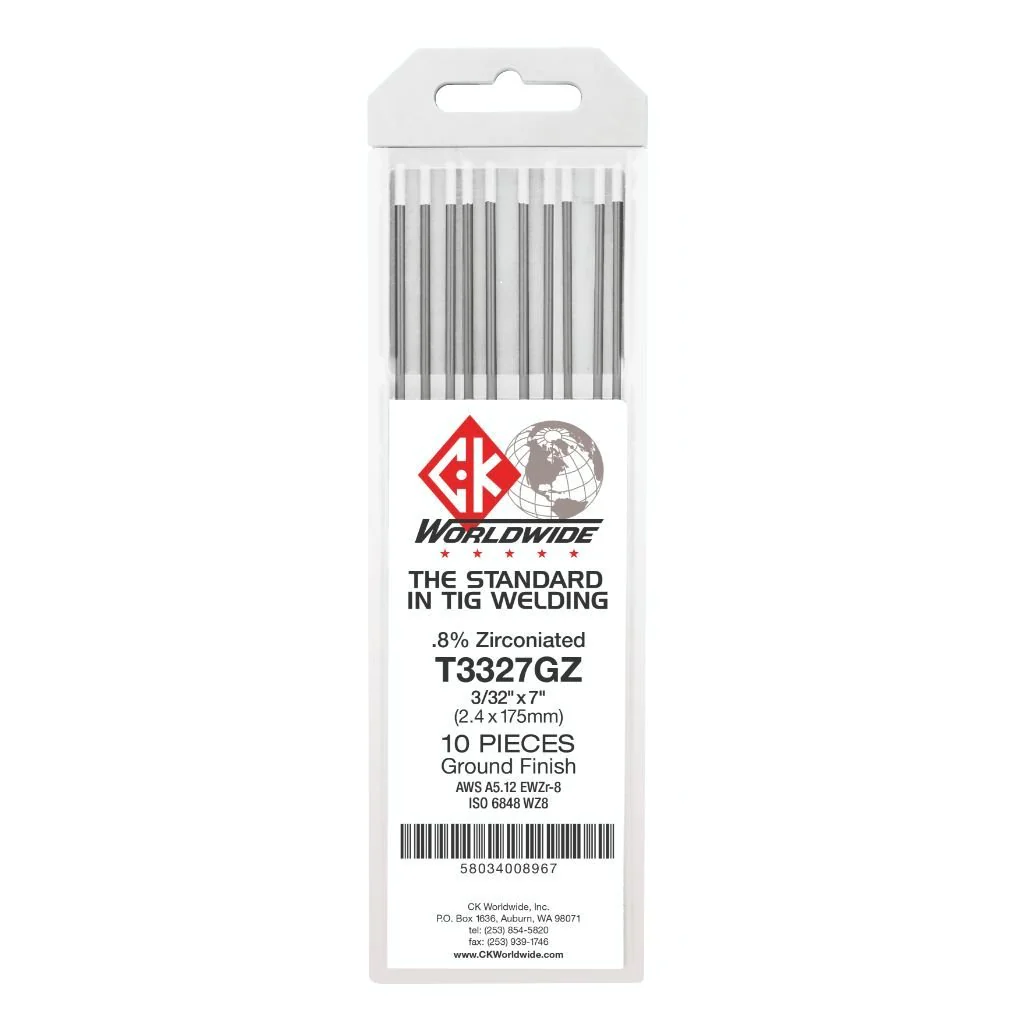 Tungsten 0.8% Zirconiated White 7" x 10 Per Pack 1/16" 3/32" 1/8"