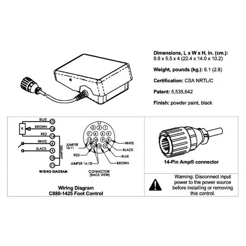 Tig Foot Pedal C880-1425 Powcon 14 Pin