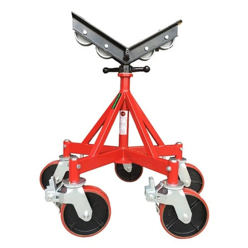 Giant Jack Stand with Roller "V" Head Allows Pipe Rotation 
5 Large Casters - Easy to Move Around the Work Area