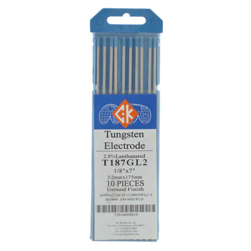 Tungsten 2% Lanthanated Blue 7" x 10 Per Pack 1/16" 3/32" 1/8"