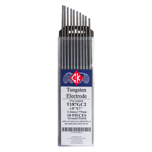 Tungsten 2% Ceriated Grey 7" x 10 Per Pack 1/16" 3/32" 1/8"