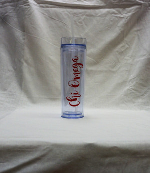 Chi Omega Skinny Tumbler (script)