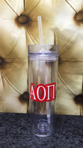 Alpha Omicron Pi skinny tumbler