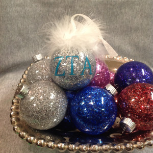 zeta tau alpha glittered glass ornament zeta tau alpha glittered glass ornament