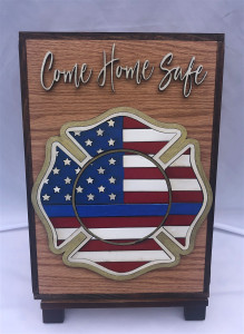 Patriotic Fireman Badge Wooden Sign Patriotic Fireman Badge Wooden Sign