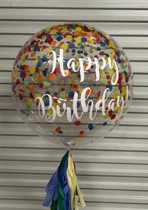 Jumbo clear confetti balloon with tassels Jumbo clear confetti balloon with tassels