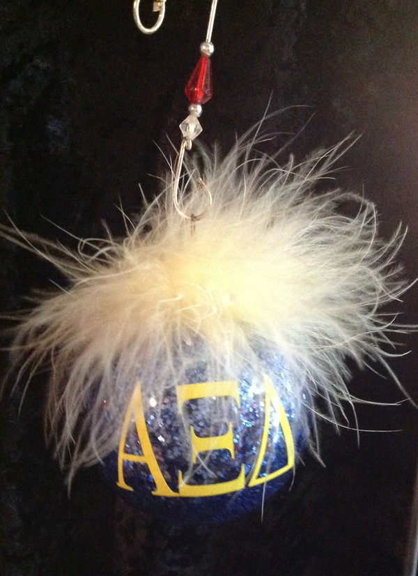 Alpha Xi Delta Glitter Glass Ornament