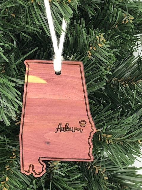 State of Auburn, Alabama paw print ornament