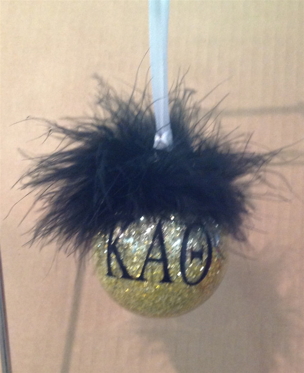 Kappa Alpha Theta glittered glass ornament