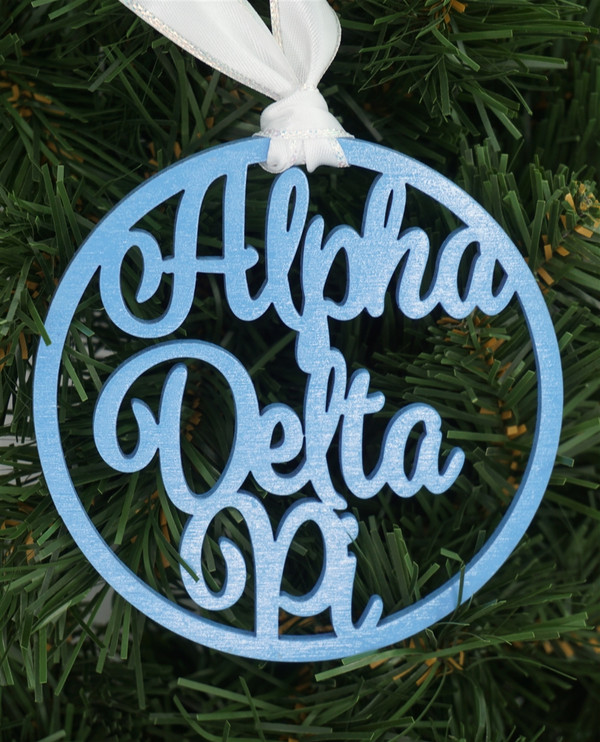 Alpha Delta Pi wooden ornament