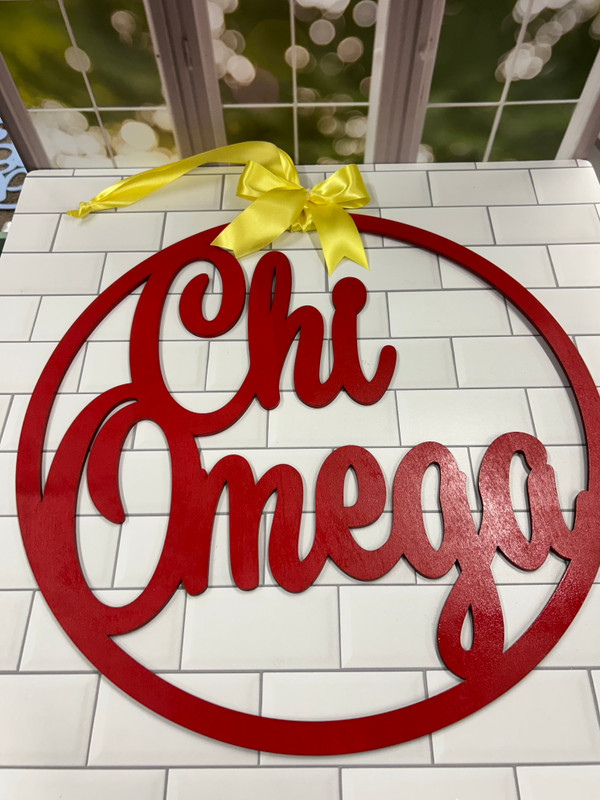 Chi Omega door hanger
