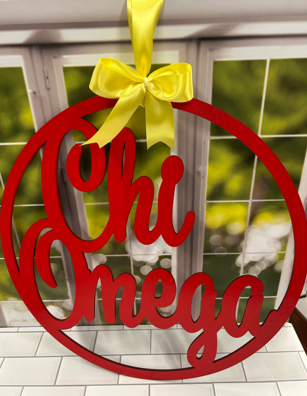 Chi Omega door hanger